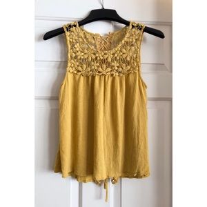 Flirty Yellow Tank with Floral Detailing